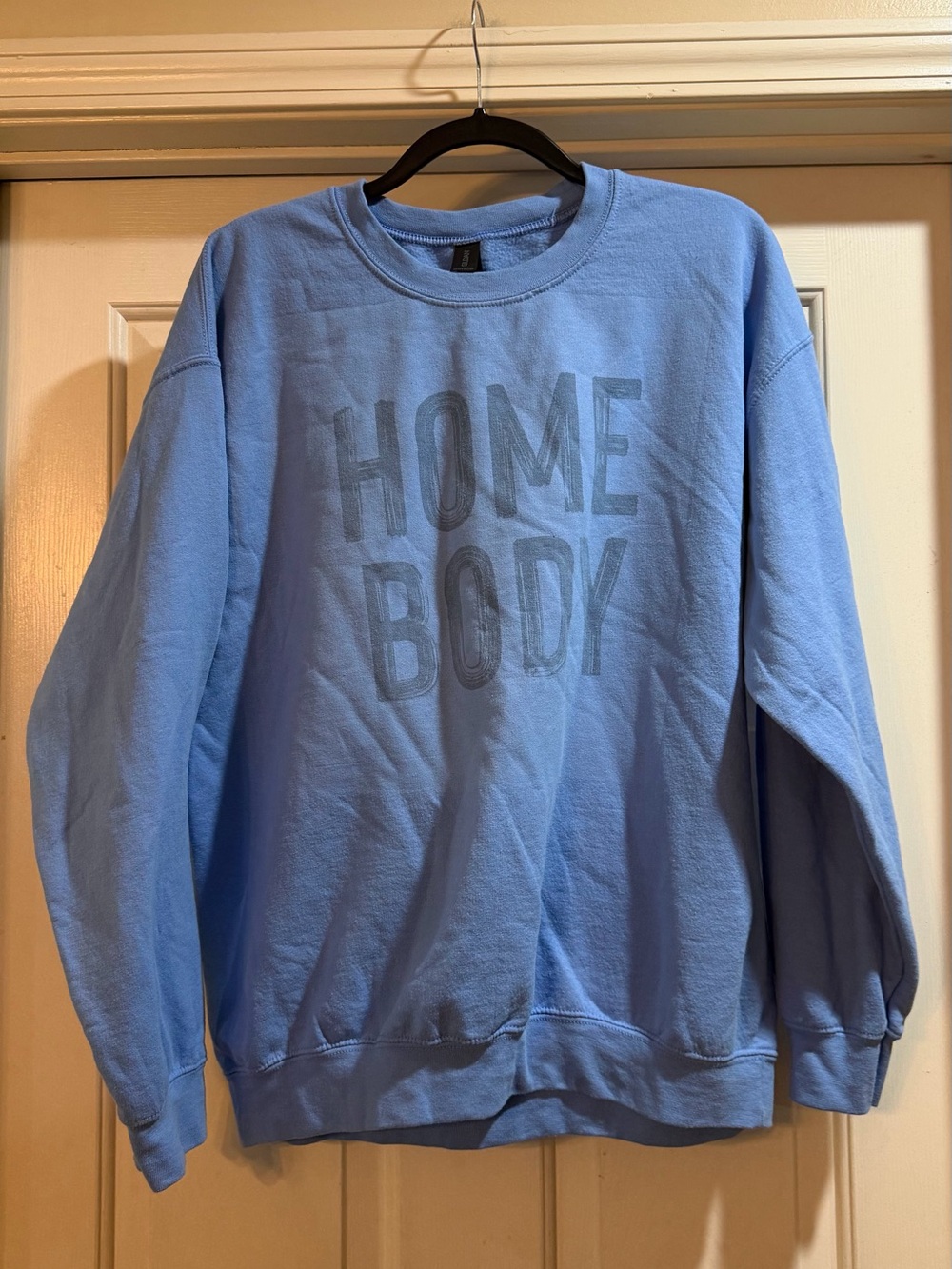 Gildan Blue "HOME BODY" Crewneck Sweatshirt Size Large #fall #cozy